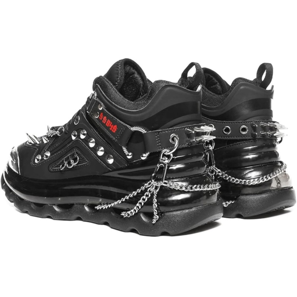 Punk Spike Sneakers Air Cushion Shoes Flat Platform for Men, Metal Decoration